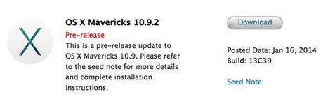 OS X 10.9.2 Mavericks beta