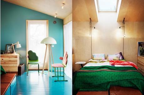 Une maison suédoise au parquet bleu