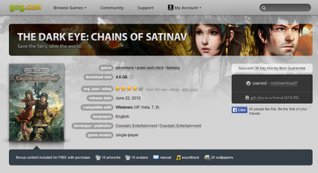 Le jeu The Dark Eye: Chains of Satinav offert sur GOG.com