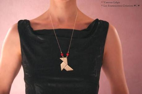 collier en argent massif forme cocotte origami en argent massif design vanessa lekpa réalisation du bijoutier vivalatina