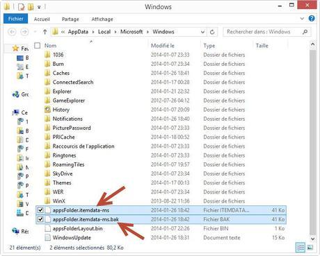 Comment remettre par défaut les tuiles de l’écran d’accueil Windows 8/8.1 appsfolder