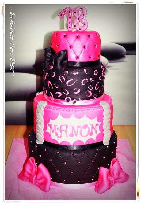 Cake design Girly pour les 18 ans de Manon (défi cuisine: cake design)