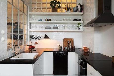 black and white kitchen apartment therapy