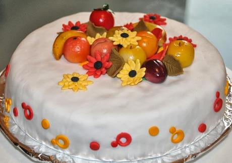 Gâteau en pâte à sucre thème Automne (autumn cake)