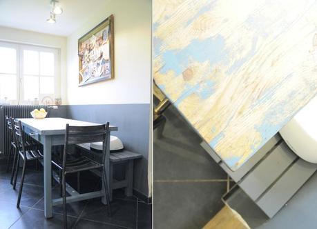 Une grande pièce à vivre réveillée coin repas cuisine