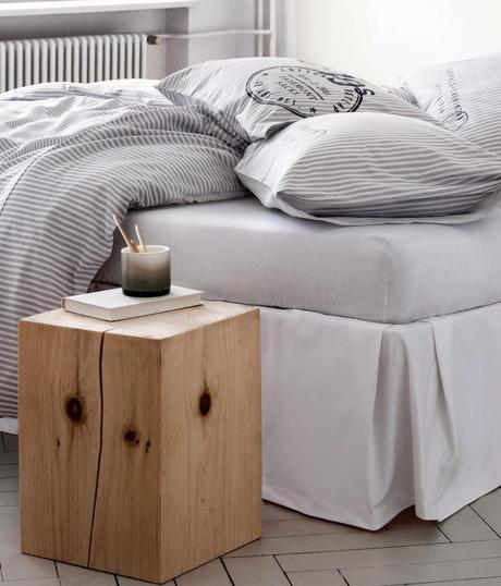 Linge de lit rayures H&M via Nat et nature C'est le mois du blanc - chapitre 3
