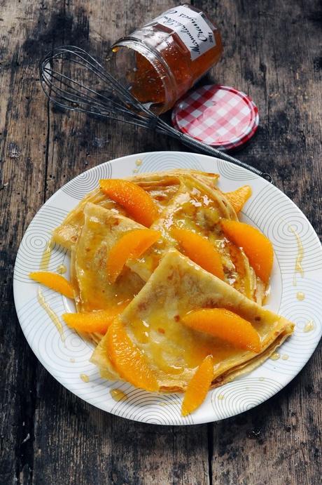 Crêpes comme Suzette à la confiture d'oranges amères histoire de se rafraîchir la Chandeleur !