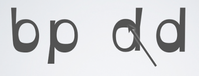 Des pourtours pleins et gras des lettres permettent à l’œil des lecteurs de mieux s'orienter, selon le développeur de la police de caractères. Source: OpenDyslexic. Weighted bottoms help orient readers' eyes, say the font developers. Source: OpenDyslexic.