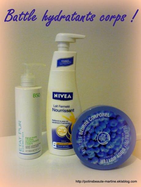 Hydratant corps : émulsion, lait, beurre, que choisir? Nivea, etat pur, the body shop 