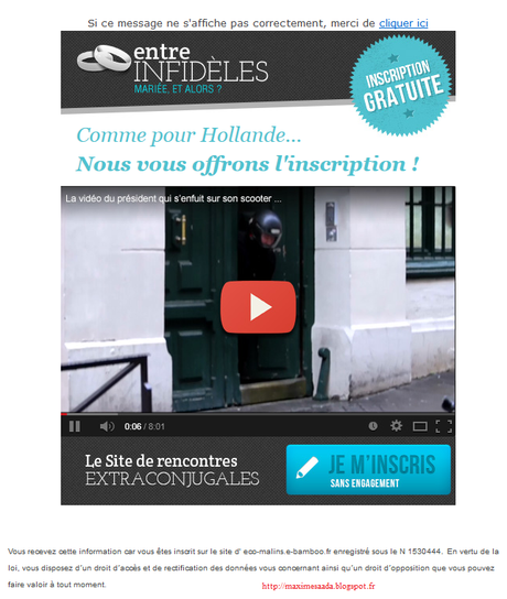 Entre-infideles.com et sa pub sur Hollande