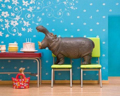 Animal diorama prints rhino