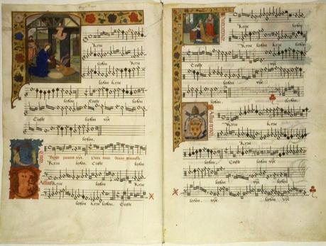 Manuscrit enluminé de la Missa Virgo parens Christi de Jacobus Barbireau,