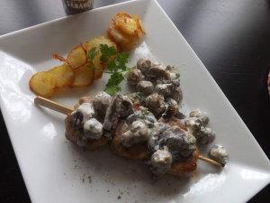 Brochette de filet mignon et sa poelée de champignons crémés IG bas