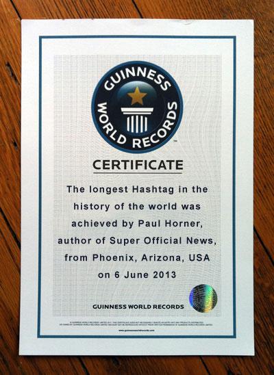Guinness World Record Hashtag award