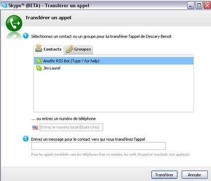 Skype 3.5 permet le transfert d’appels