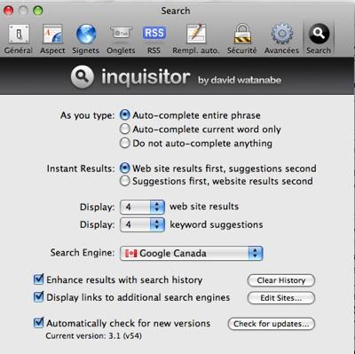 inquisitor_2 Inquisitor: améliorez vos recherches Web sur Safari