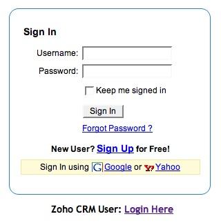 compte-zoho-2 Zoho intègre les usagers de Google et Yahoo!