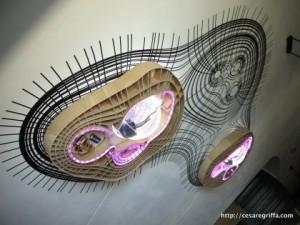 Le créateur turinois Cesare Griffa a mis au point un élément d'architecture intérieure utilisant une exploitation de phytoplancton et d'algues.