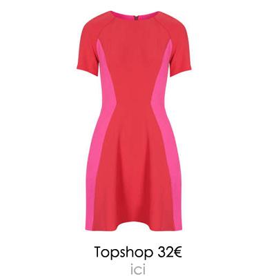 robe color block rose et rouge topshop