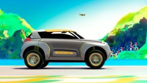 Le Kwid Concept de Renault est un concept-car : une voiture hybride accompagnée d'un drône pour vérifier si la route est libre, détecter d'éventuels obstacles ou prendre des photos !