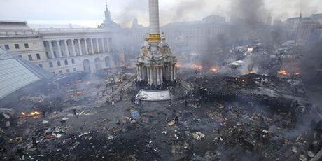 Sur la place de l'indépendance de Kiev, le 19 février.