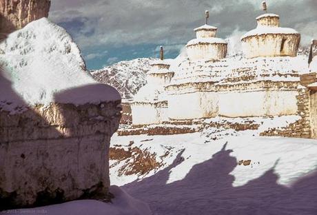 Chortens in the snow, Leh, Ladakh