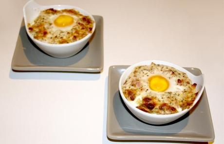 Oeufs en cocotte façon carbonara