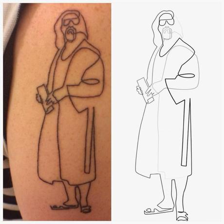 One line tattoo: The Dude Lebowski