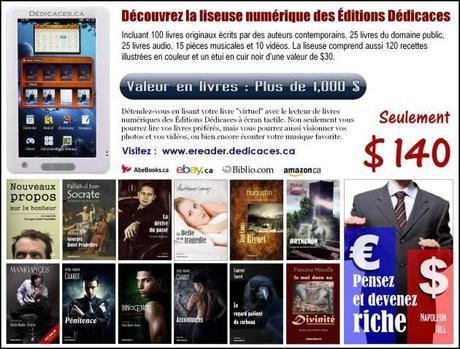 La liseuse électronique des Éditions Dédicaces : Un outil pour diffuser la culture, par André-Constantin Passiour (magazine Fugues) Publicité des Éditions Dédicaces dans le magazine Fugues - Mars 2014