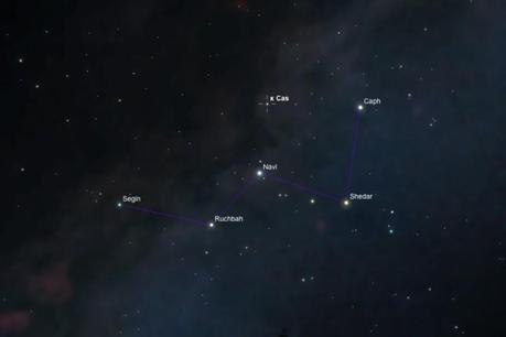 Constellation de Cassiopée, visible toute l'année (image SkySafari)