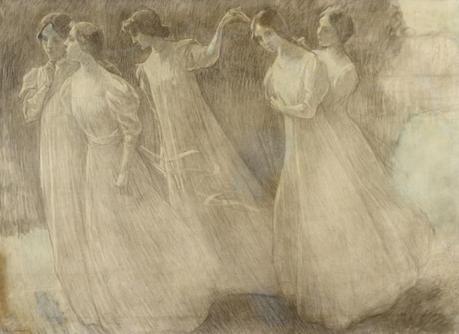 Le sidaner ronde des jeunes filles - Fusain 1897