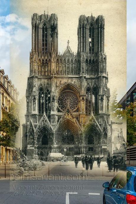 la façade de la cathédrale après la guerre