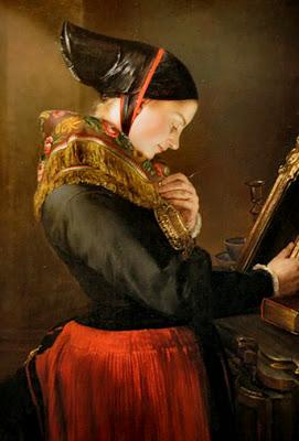 jerichau-baumann, elizabeth--una-chica-frente-al-espejo-pintores-y-pinturas-juan-carlos-boveri