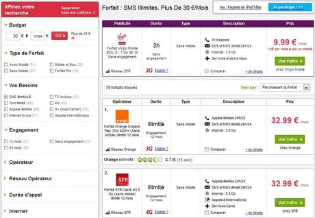 comparer forfaits mobile