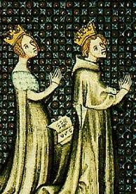 Aliénor d'Aquitaine et Louis VII priant pour avoir un fils