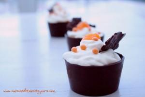 Mousse de clémentine en coque de chocolat noir