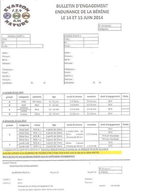 Engagement endurance 14-15 juin 2014 à Ste Foy de...