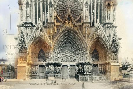 Le grand portail de la cathédrale de Reims, avant la 1ère Guerre-Mondiale