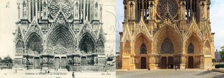 Le grand portail de la cathédrale de Reims, avant la 1ère Guerre-Mondiale