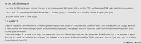 Durée de vie Child of Light