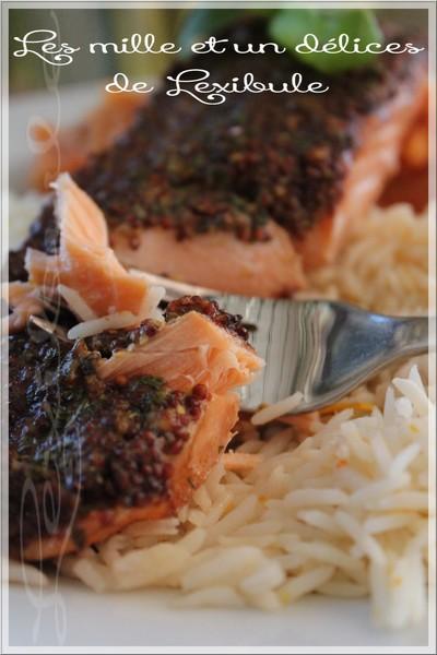 ~Filet de saumon à la dijonnaise avec purée de carottes et céleri-rave~