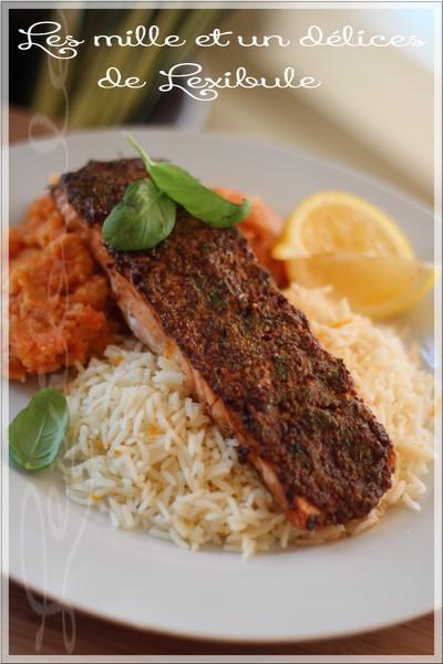 ~Filet de saumon à la dijonnaise avec purée de carottes et céleri-rave~