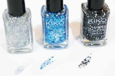 Kiko Fancy Top Coat nailpolish vernis swatch 657 Argento 664 Zaffiro 666 Nero