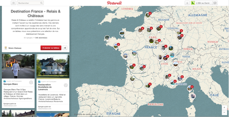 Exemple de géolocalisation sur Pinterest via le compte Relais & Châteaux