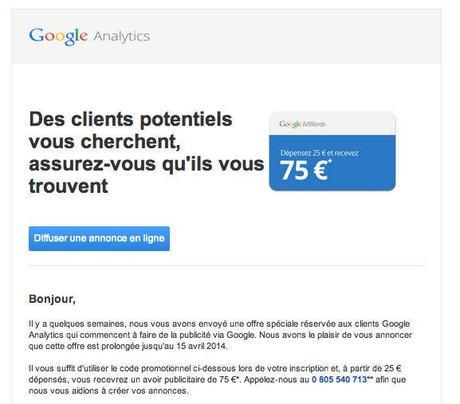 Offre Google Analytics pour Adwords