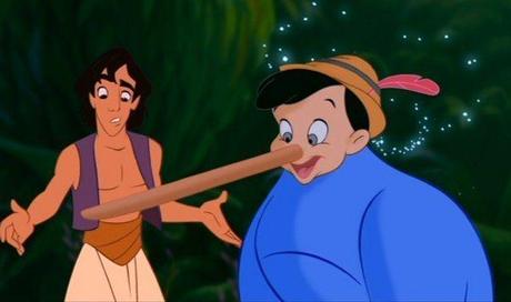 Le génie d'Aladdin prend la tête de Pinocchio