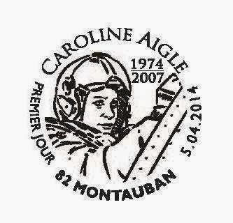 Emission d'un timbre en l'honneur de Caroline Aigle