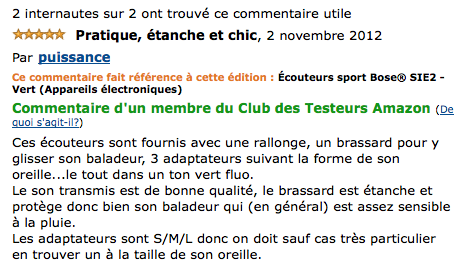 Test : Écouteurs sport Bose® SIE2 et SIE2I