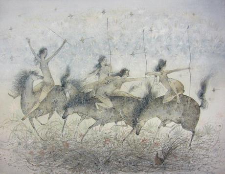 Yulia Luchkina – Amazons – 45 х 58 сm / Technique mixte