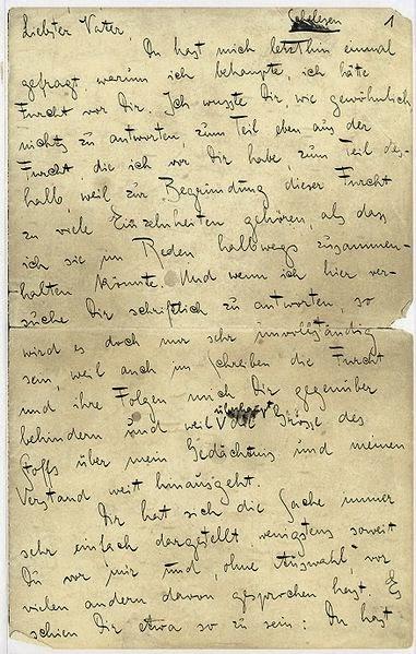 Franz Kafka, Lettre au père